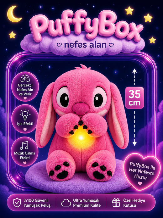 Nefes Alan Stitch Pembe Puffy