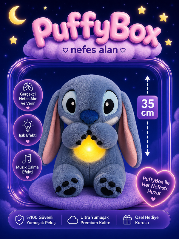 Nefes Alan Stitch Mavi Puffy